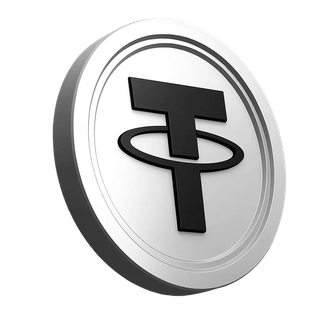 USDT Tether coin graphic featured in the trading community trust section